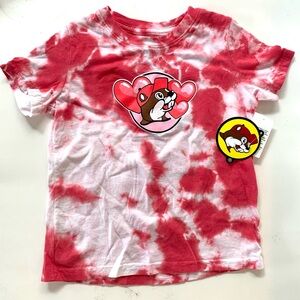 Buc-ees Valentines Day Red Tie-Dye Shirt sz 3 NWT